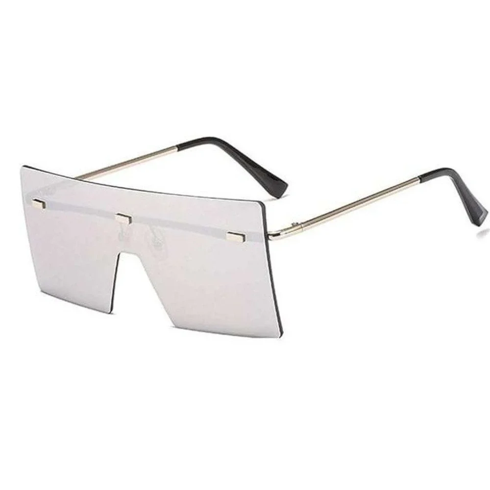 Rimless Sunglasses Women Silver Mirror Lens Fashion‎ Square Sun Glasses